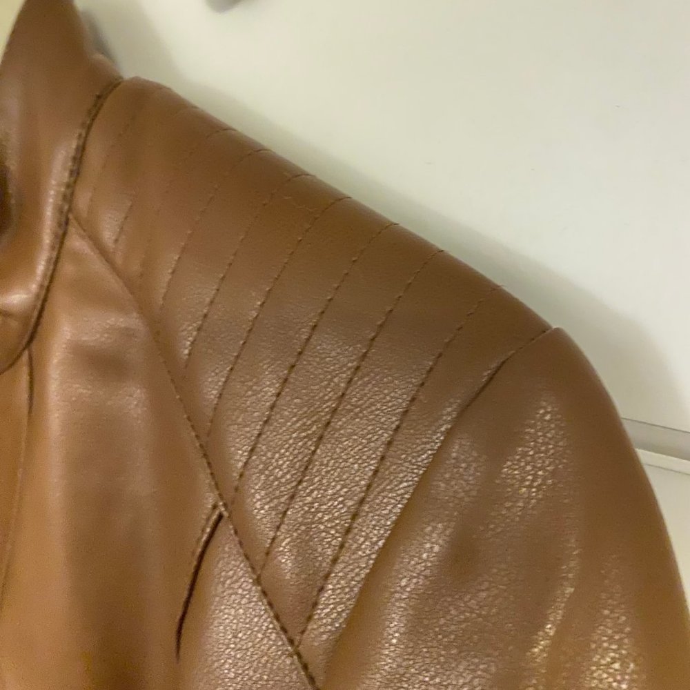 Cole Haan Racer Leather Jacket, Small, Hazel - Picture 8 of 8